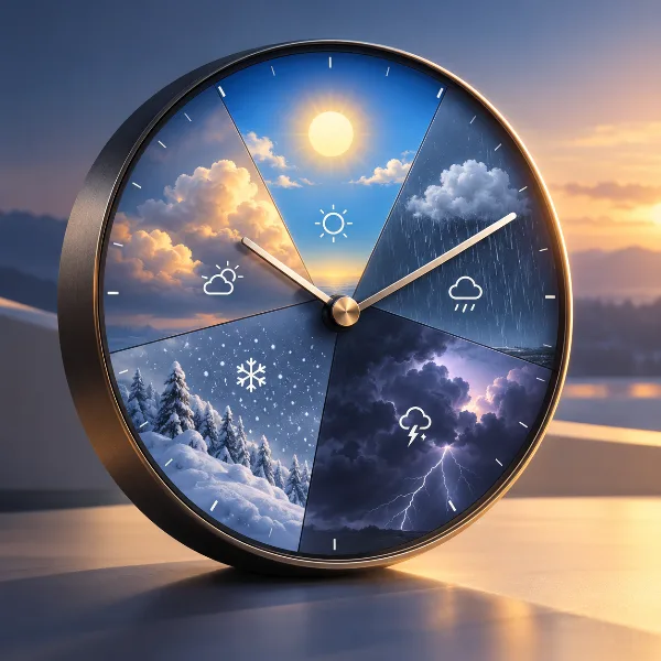 Обложка Round Weather Clock: круглые часы с прогнозом погоды на пять дней вперёд