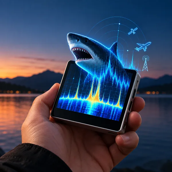 Обложка LakeShark: прошивка превращает LilyGO T-Display P4 на ESP32-P4 в карманный SDR-сканер