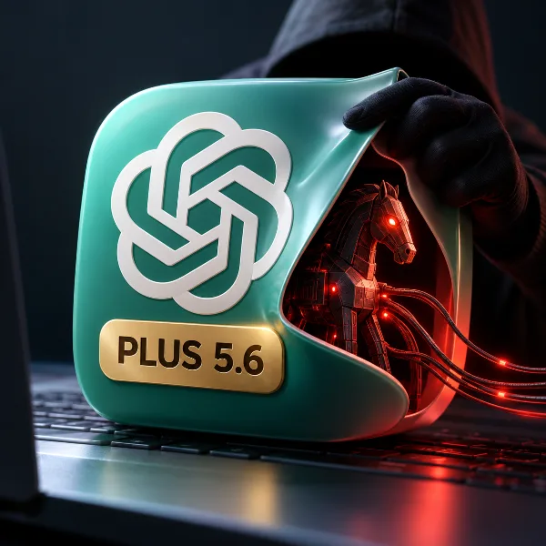 Обложка Фальшивая модель ChatGPT «Plus 5.6» на chatgpt.com распространяет троян удалённого доступа