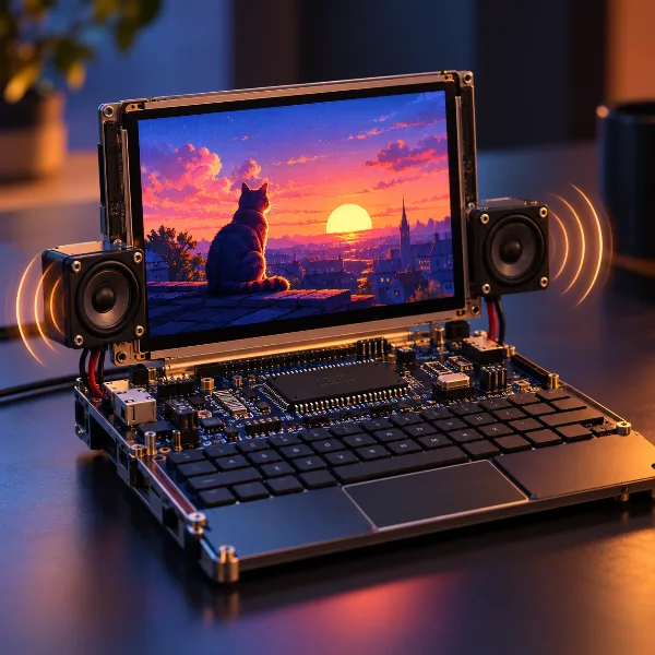 Обложка «Ноутбук» на 8-битном AVR ATmega2560 под FreeRTOS проигрывает видео со звуком