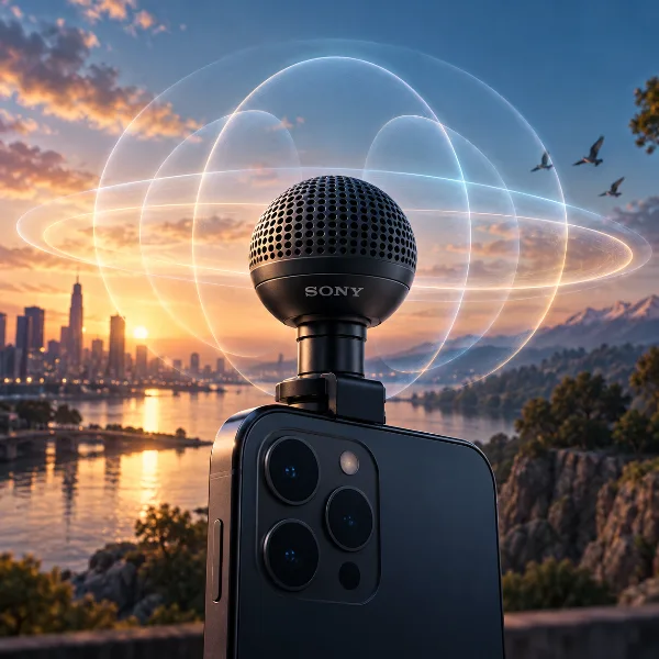 Обложка Sony ECM-AX10: всенаправленный микрофон для записи пространственного звука на смартфон