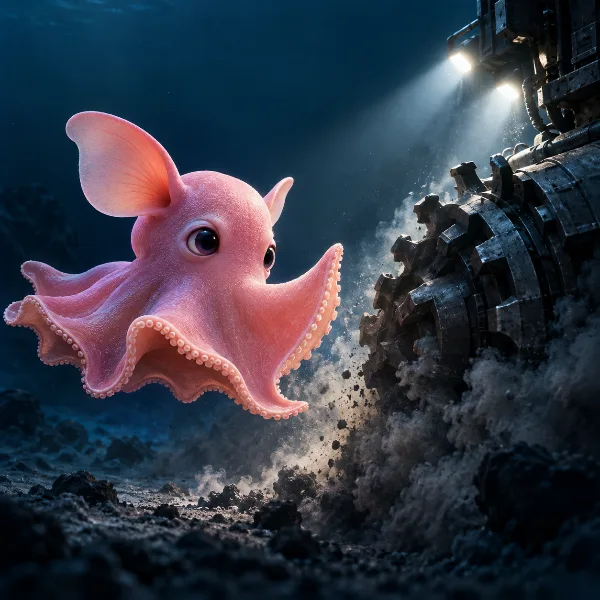 Обложка Розовый осьминог-думбо Miss Abyss: кампания против глубоководной добычи в океане