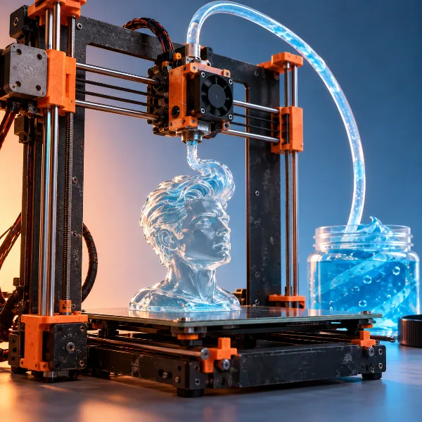 Обложка Встроенная 3D-печать силиконом в геле для волос на старом Prusa i3