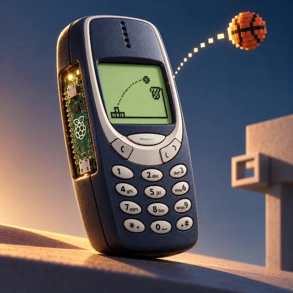 Обложка Trick Shot II: игру с геймджема Nokia 3310 упаковали в настоящий телефон на Raspberry Pi Pico