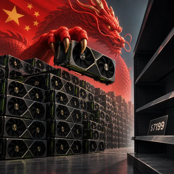 Обложка Китай за год скупил более миллиона видеокарт Nvidia для ИИ: RTX 5090 взлетела до $7199 и почти исчезла с рынка