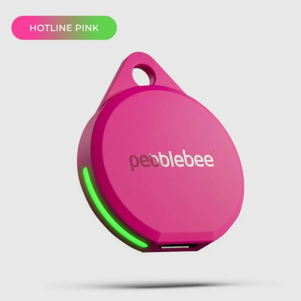 Трекер Pebblebee Neon Pulse заметен в темноте после отключения светодиода
