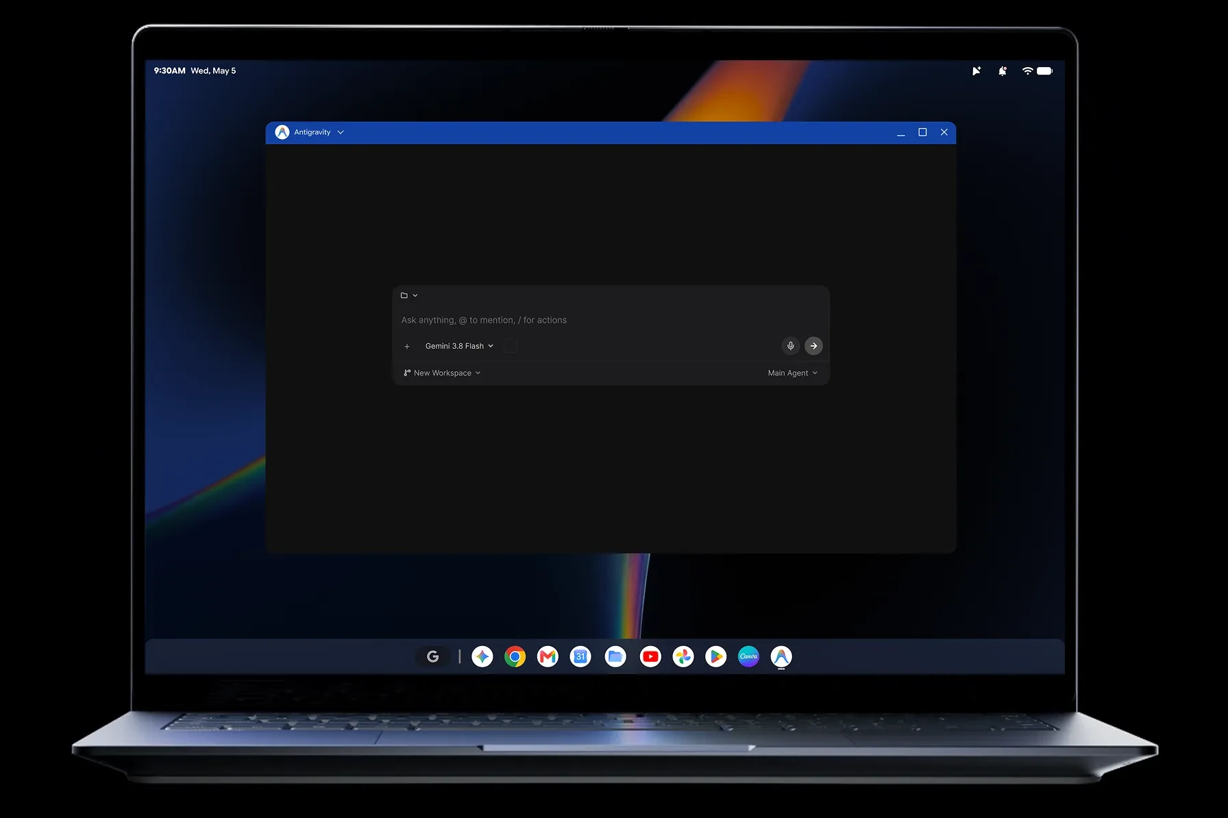 Окно приложения Antigravity в интерфейсе Googlebook OS
