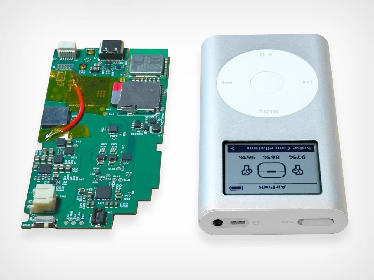 Модернизированный iPod с платой Sprout в работе