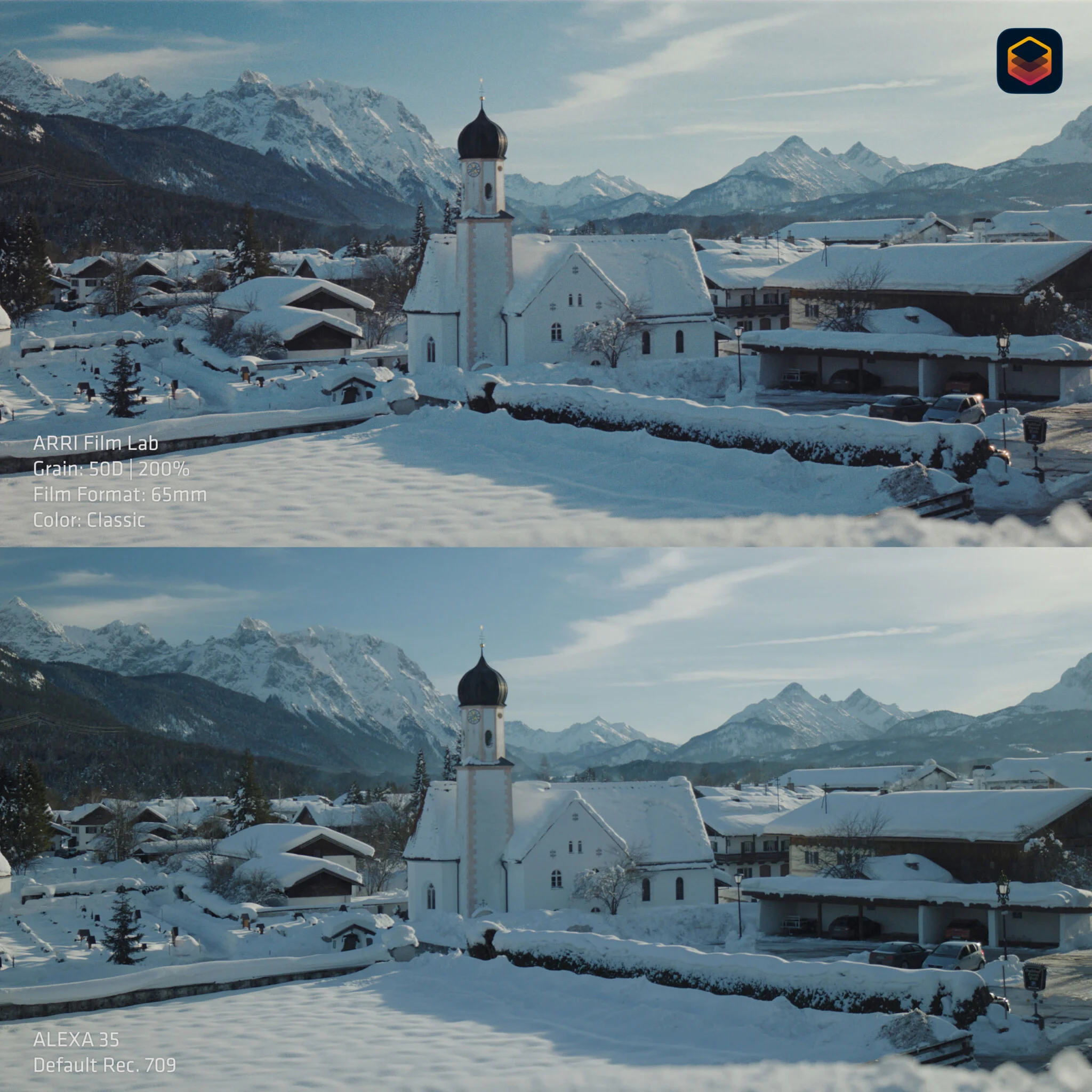 Интерфейс Arri Film Lab 1.5 с выбором плёночных форматов