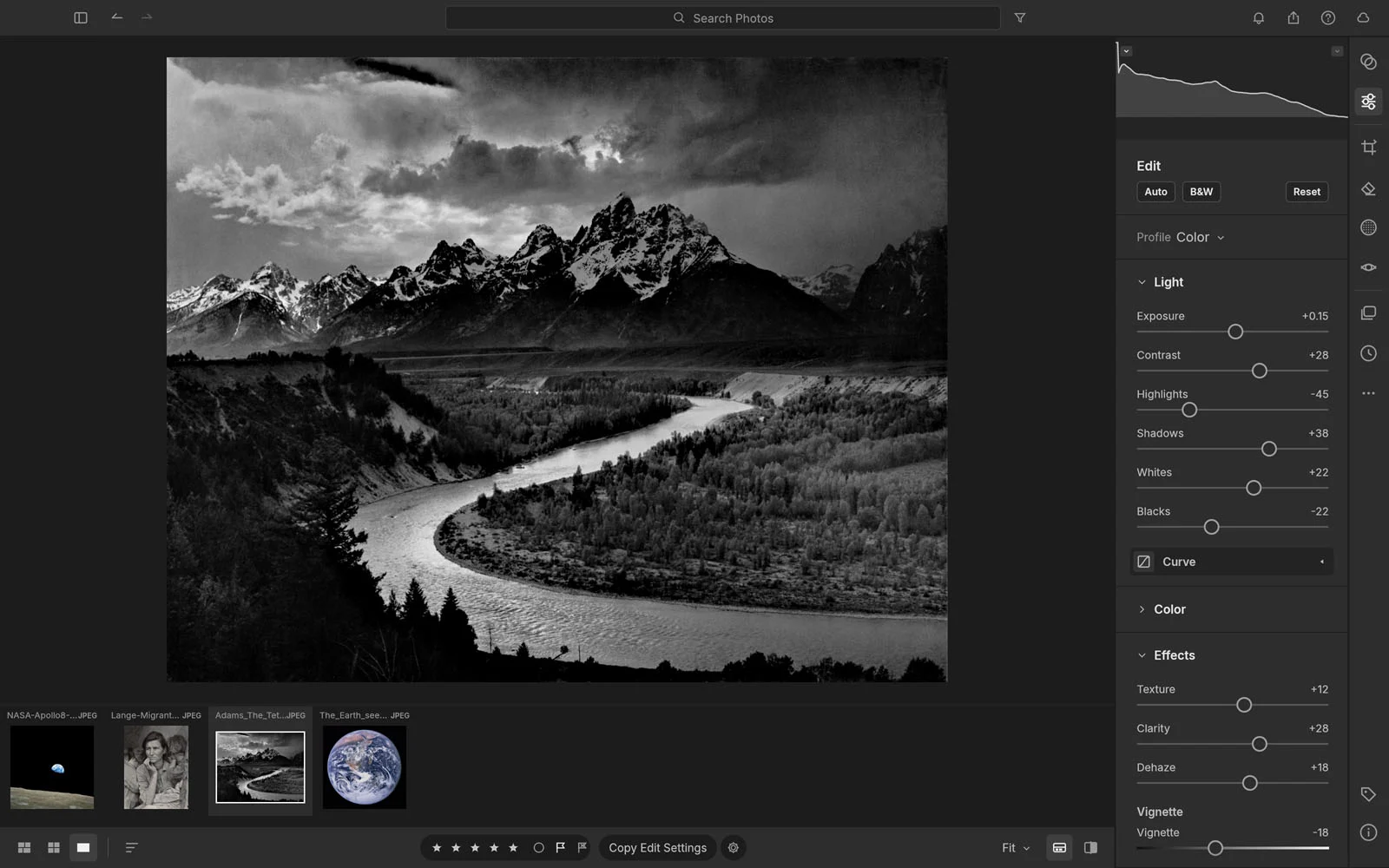 Интерфейс LightCraft — открытого аналога Lightroom
