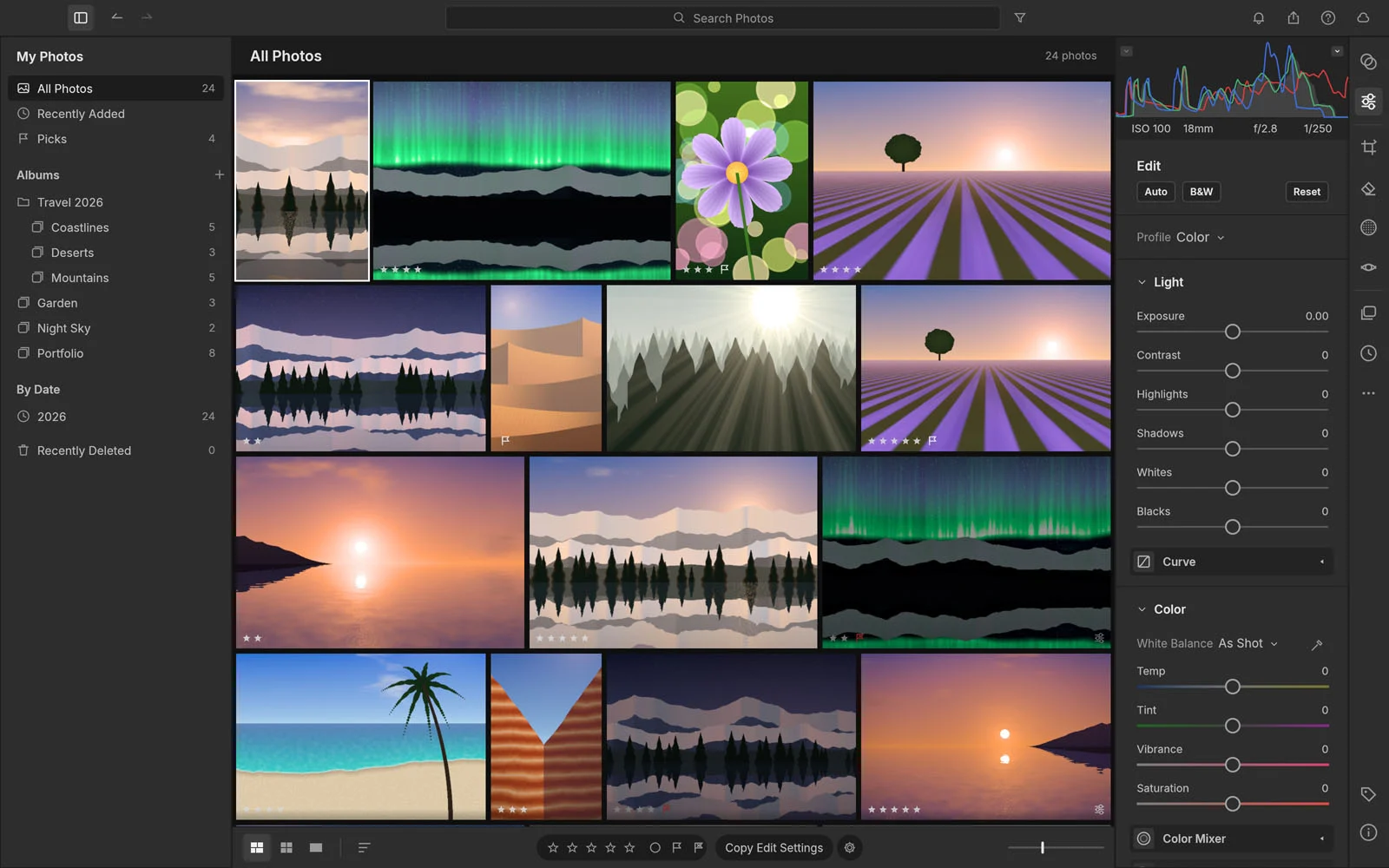 Ещё один экран LightCraft — открытого аналога Lightroom