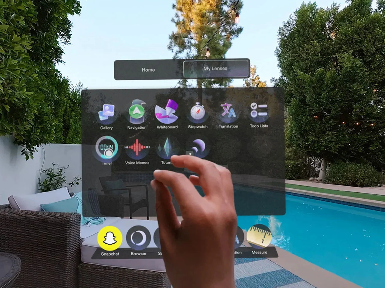 AR-очки SPECS, вид сзади с электроникой на дужках