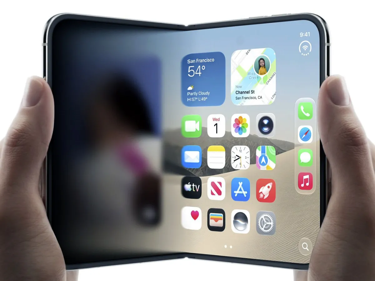 Анимация раскрытия складного смартфона iPhone Duo