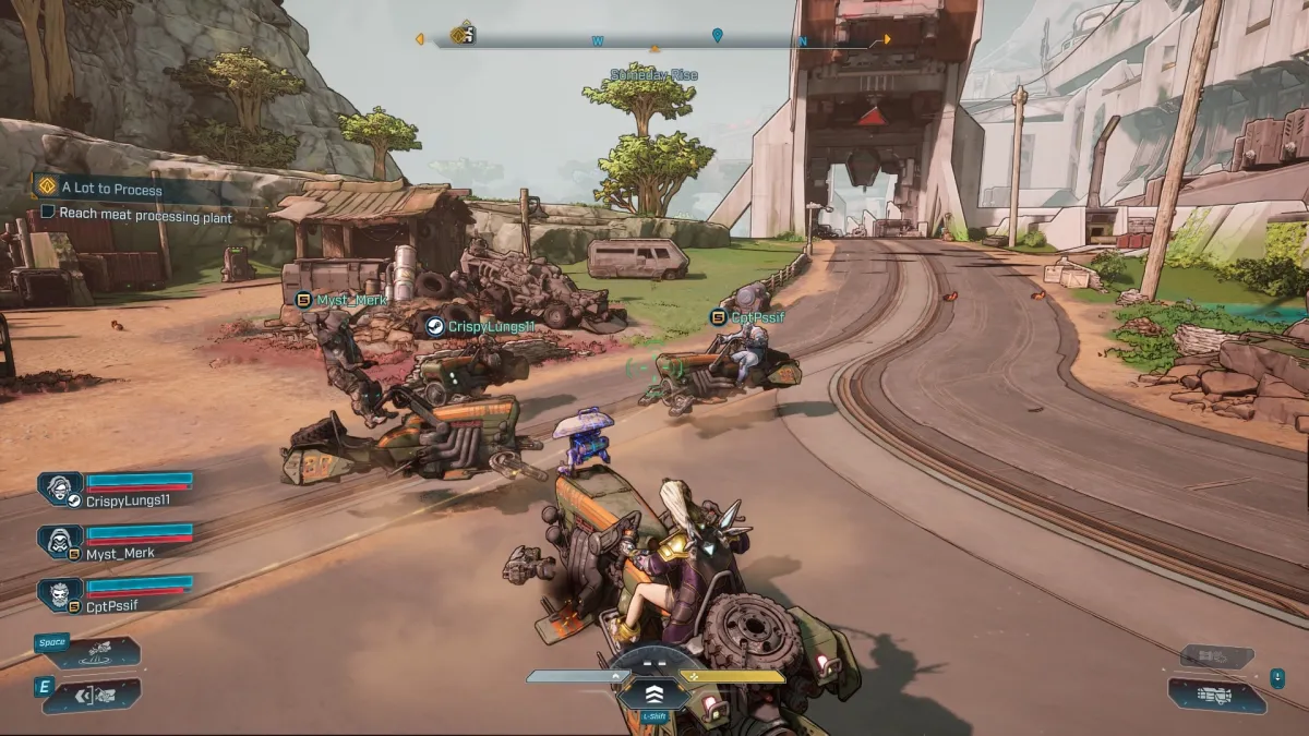 Игрок на ховербайке мчится по просторам Кайроса в Borderlands 4