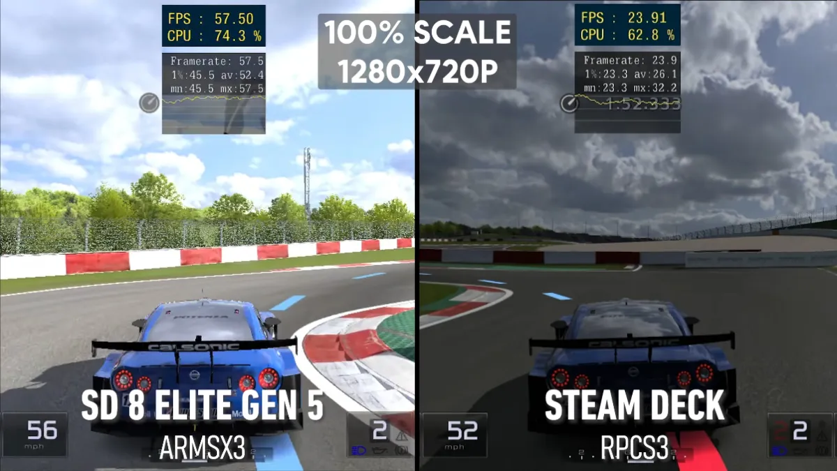 Сравнение эмуляции Gran Turismo 5 на смартфоне и Steam Deck