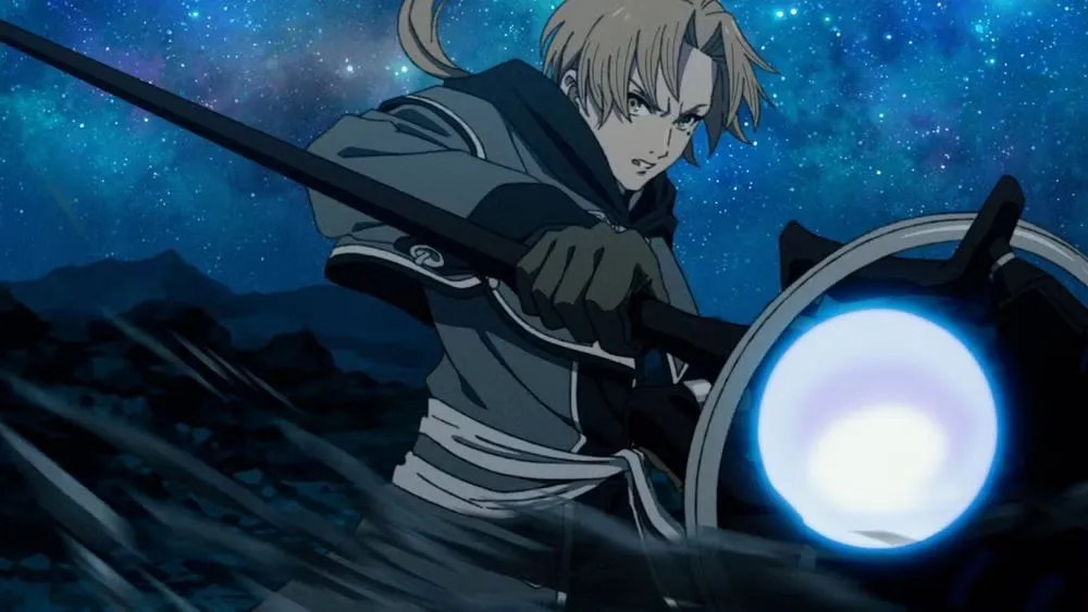 Сцена поединка на мечах из третьего сезона аниме Mushoku Tensei