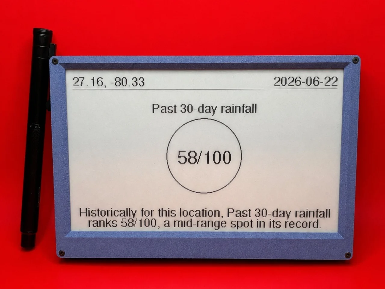 Weather100 — дисплей на полке в интерьере