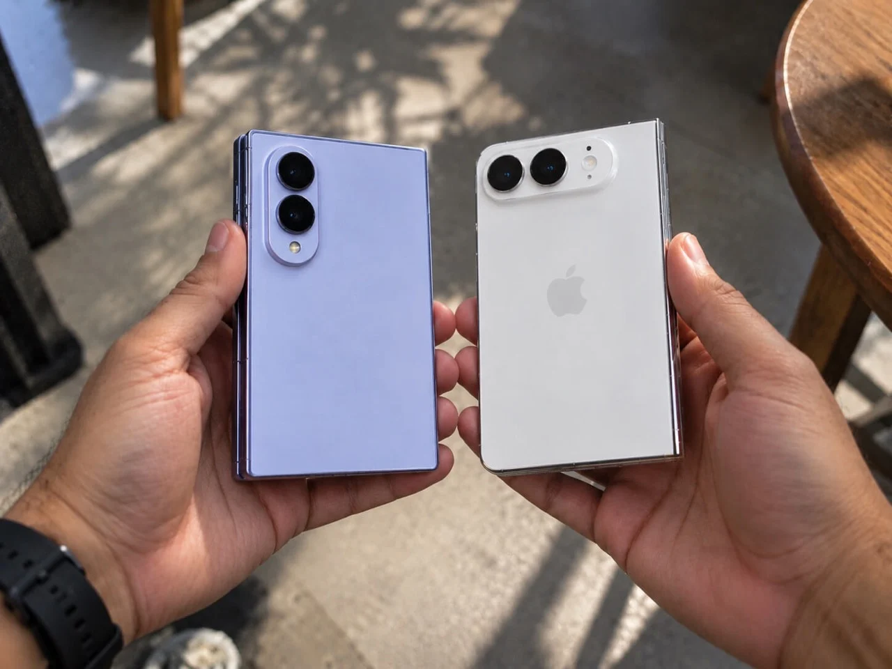 Складной смартфон Apple iPhone Duo в раскрытом виде