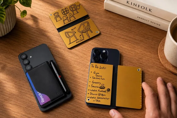 Магнитный кошелёк с блокнотом Renote Snap на задней панели смартфона