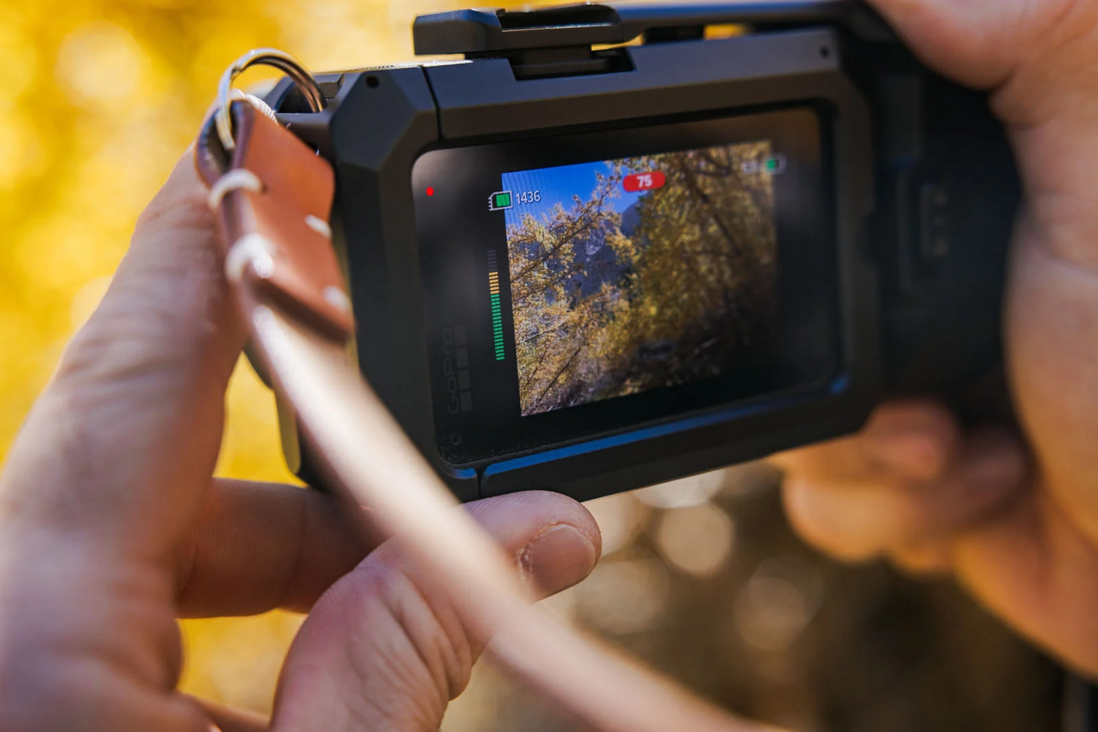 Кнопка спуска камеры GoPro Mission 1 крупным планом