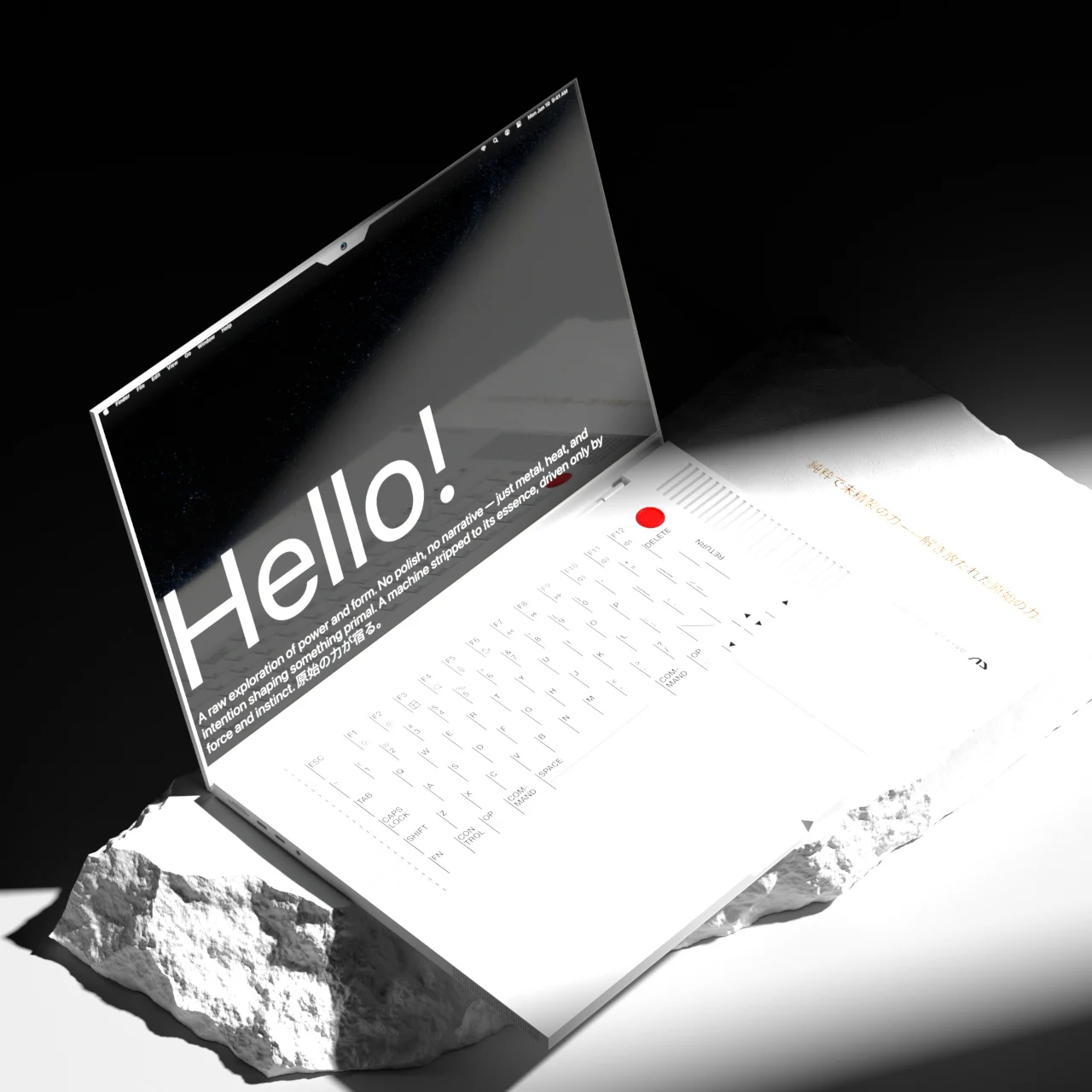 MacBook Brutal в белом цвете с радужным логотипом Apple