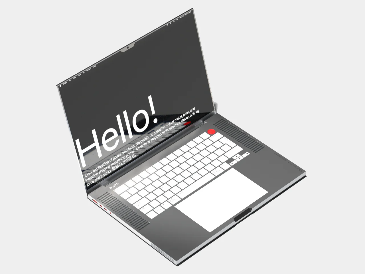 MacBook Brutal в тёмно-сером цвете с белыми клавишами