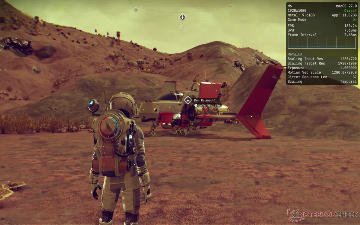 Космический пейзаж из игры No Man’s Sky на Mac mini с чипом M6