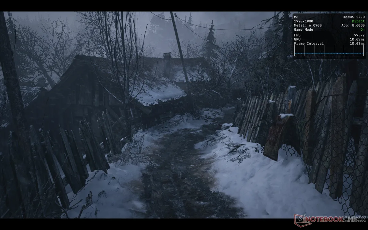 Кадр из игры Resident Evil Village на Mac mini с чипом M6