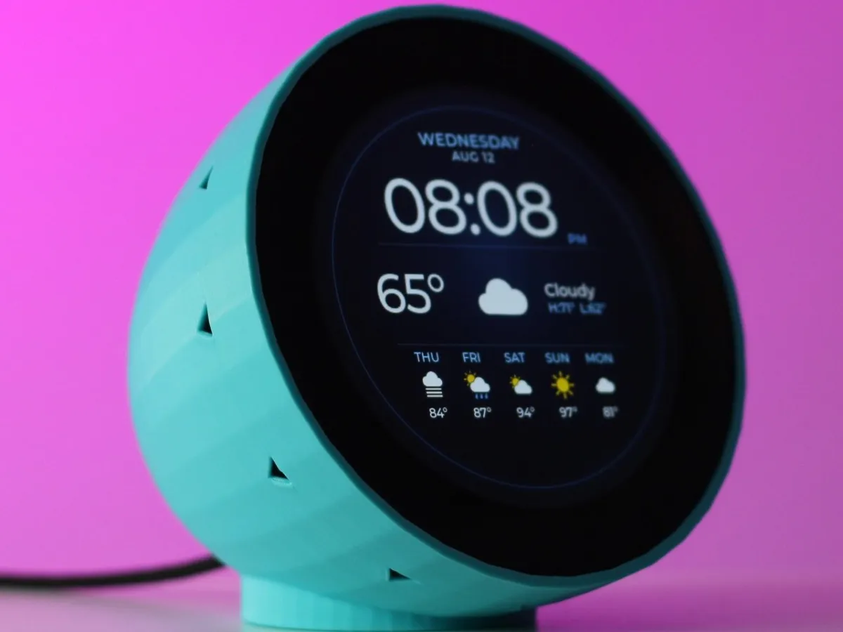 Round Weather Clock с цифровым циферблатом и погодной сводкой