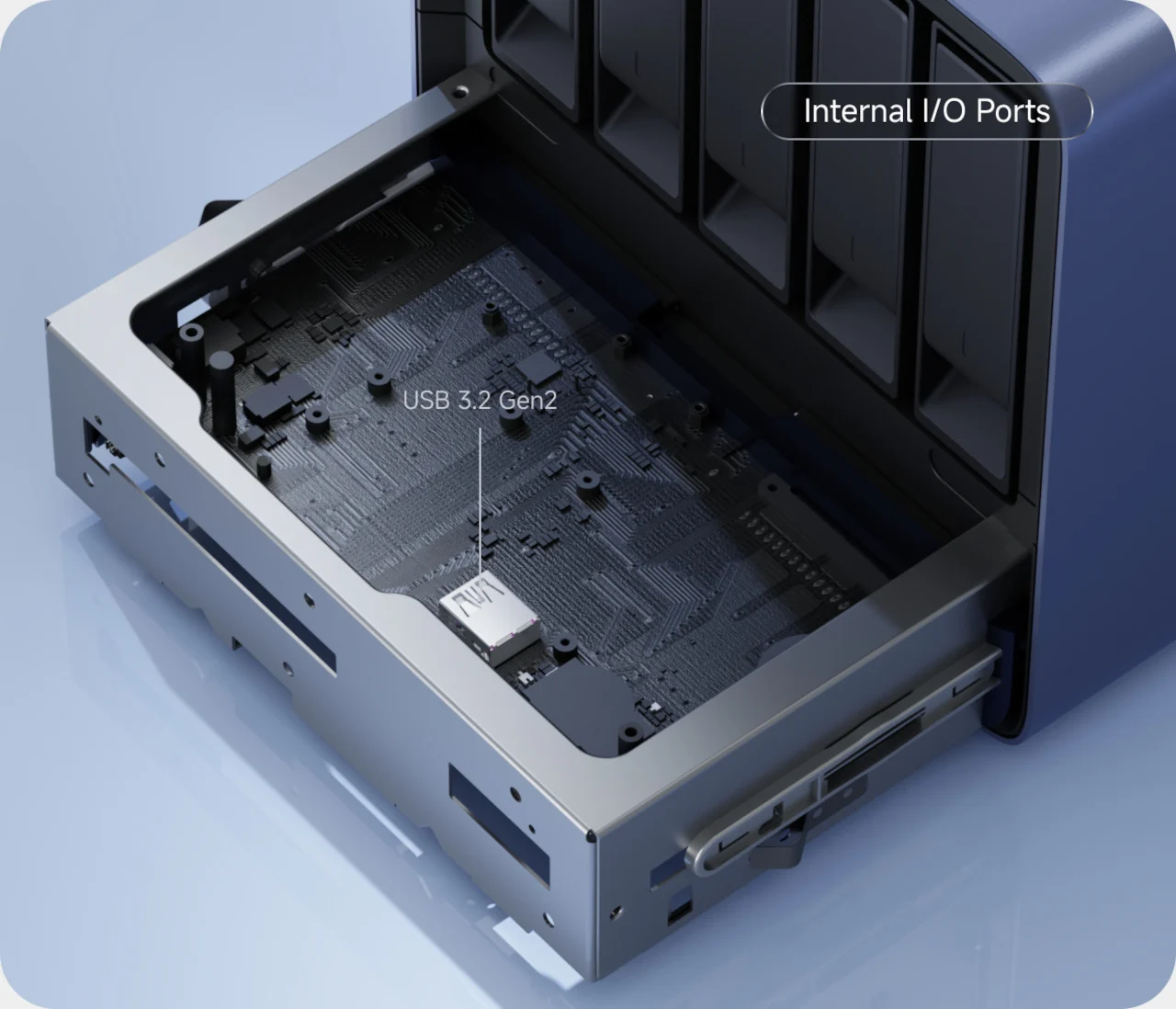 Задняя панель с портами 10GbE и 5GbE, OCuLink и внутренним слотом PCIe