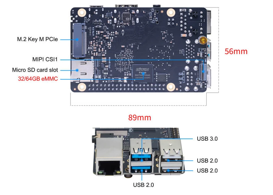 Обратная сторона платы ArmSoM Sige6 с распаянной памятью