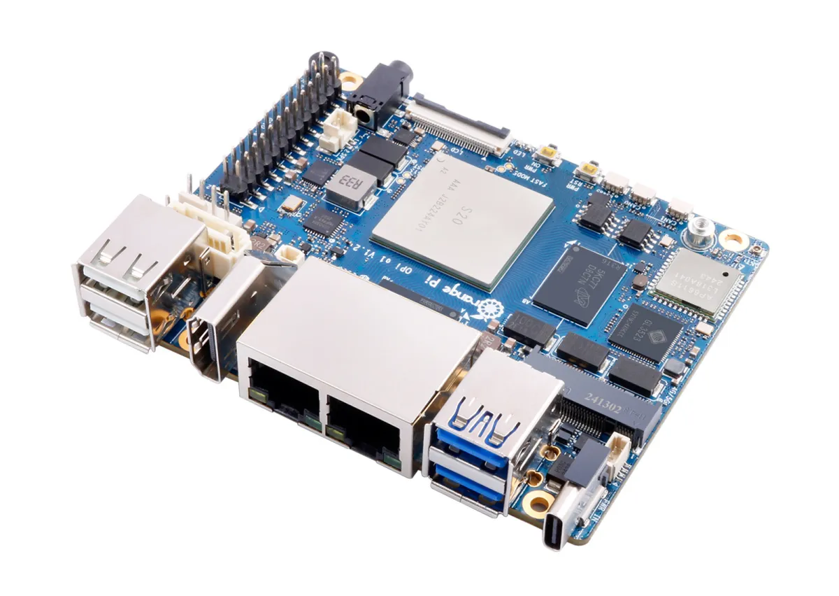 Одноплатный компьютер Orange Pi O1, вид сверху.