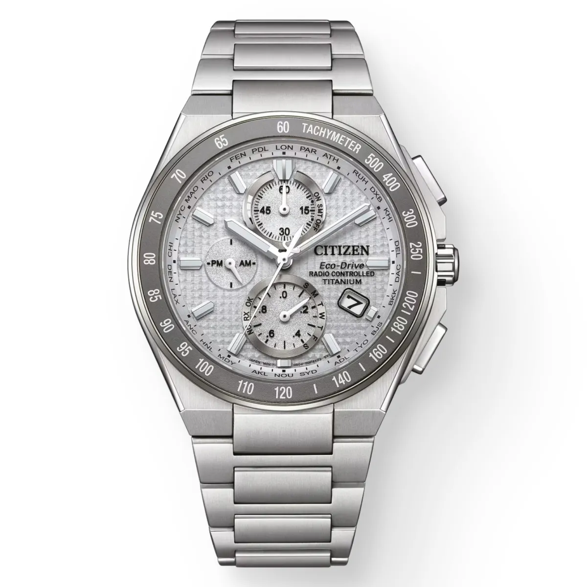 Радиоуправляемые часы Citizen на браслете из Super Titanium