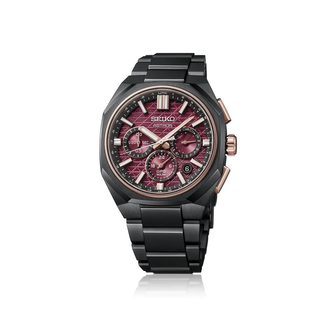 Корпус Seiko Astron из чёрного титана крупным планом
