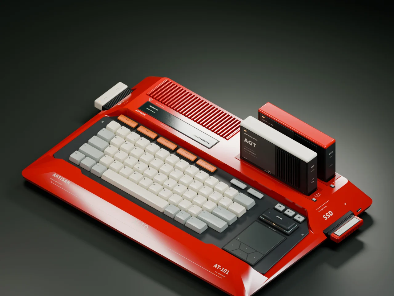 Вертикальные картриджи расширения, вставленные в корпус ноутбука