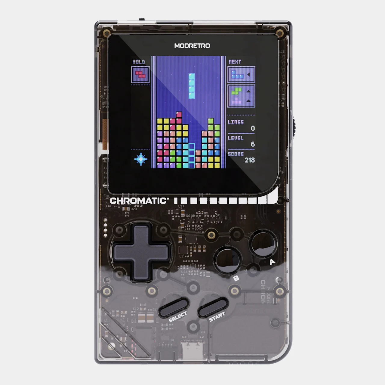 Экран Chromatic с запущенной классической игрой Game Boy