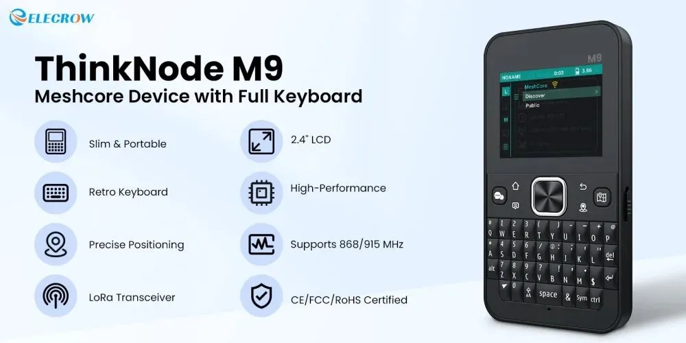 Боковая грань ThinkNode M9 с разъёмом USB Type-C и антенной LoRa