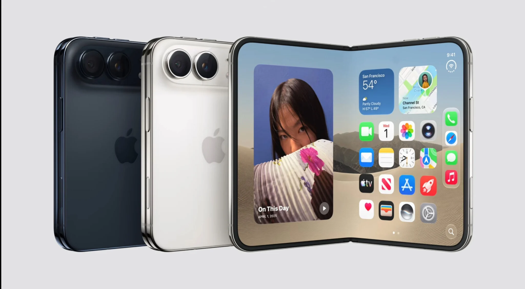 Смартфон iPhone Duo в сложенном и разложенном виде